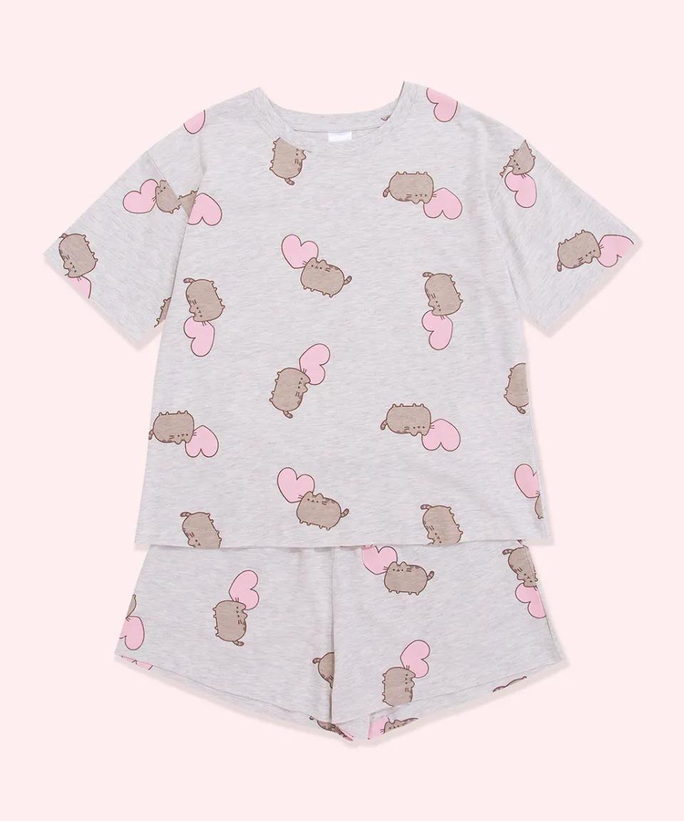 pusheen_hearts_pajama_set_2.webp Clearance Hearts Pajama Set Ladies | Lounge & Sleep